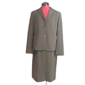 Kasper ASL Skirt Suit Women's Size 10 Grey 2-Piece Set Blazer & Skirt